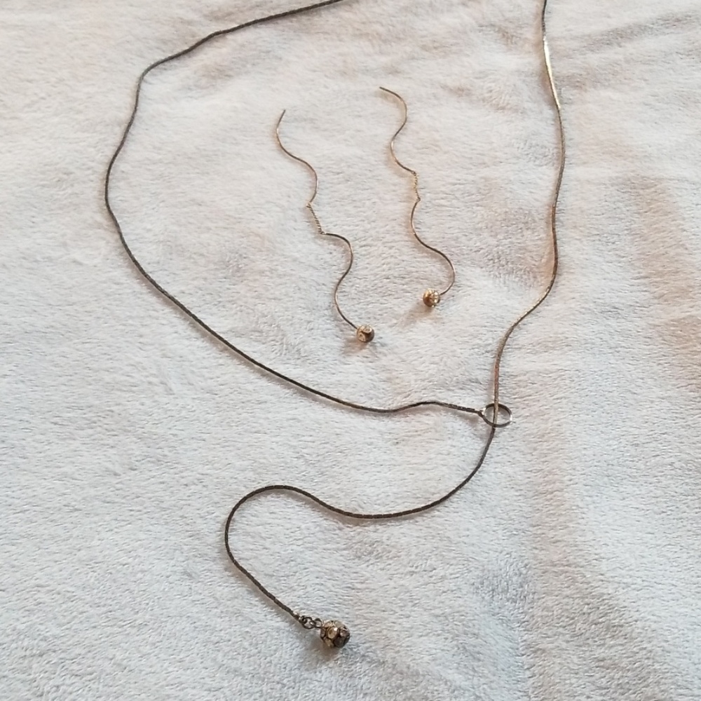 Vintage Disco Earrings & Choker/Dangle Necklace